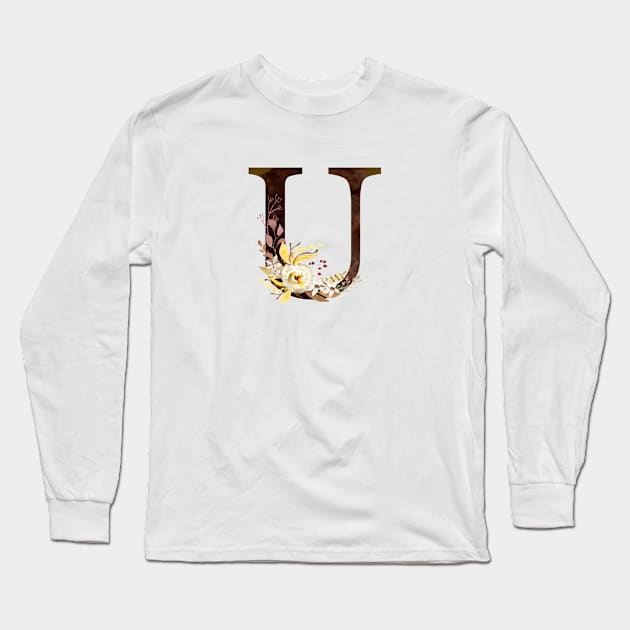 Floral Monogram U Lovely Autumn Foliage Long Sleeve T-Shirt by floralmonogram